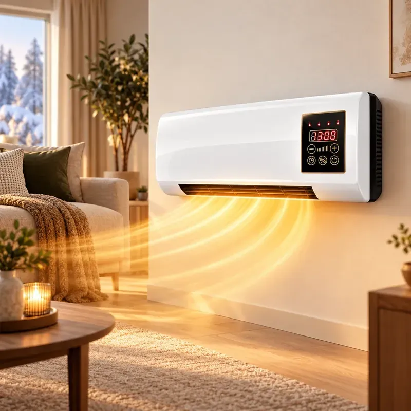 Power Heat Pro wall-mounted ceramic heater in a living room